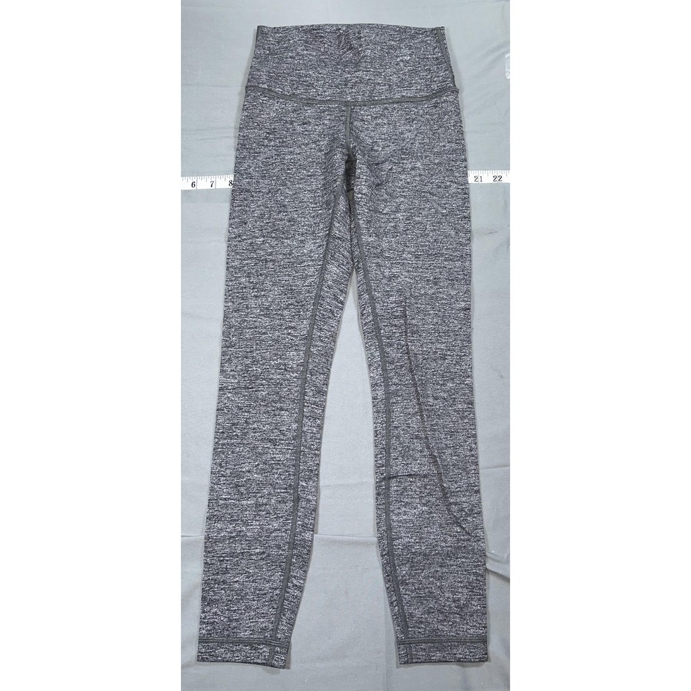 Lululemon Leggings Womens 4 Gray Heathered High Waist Ankle‎ Yoga Workout